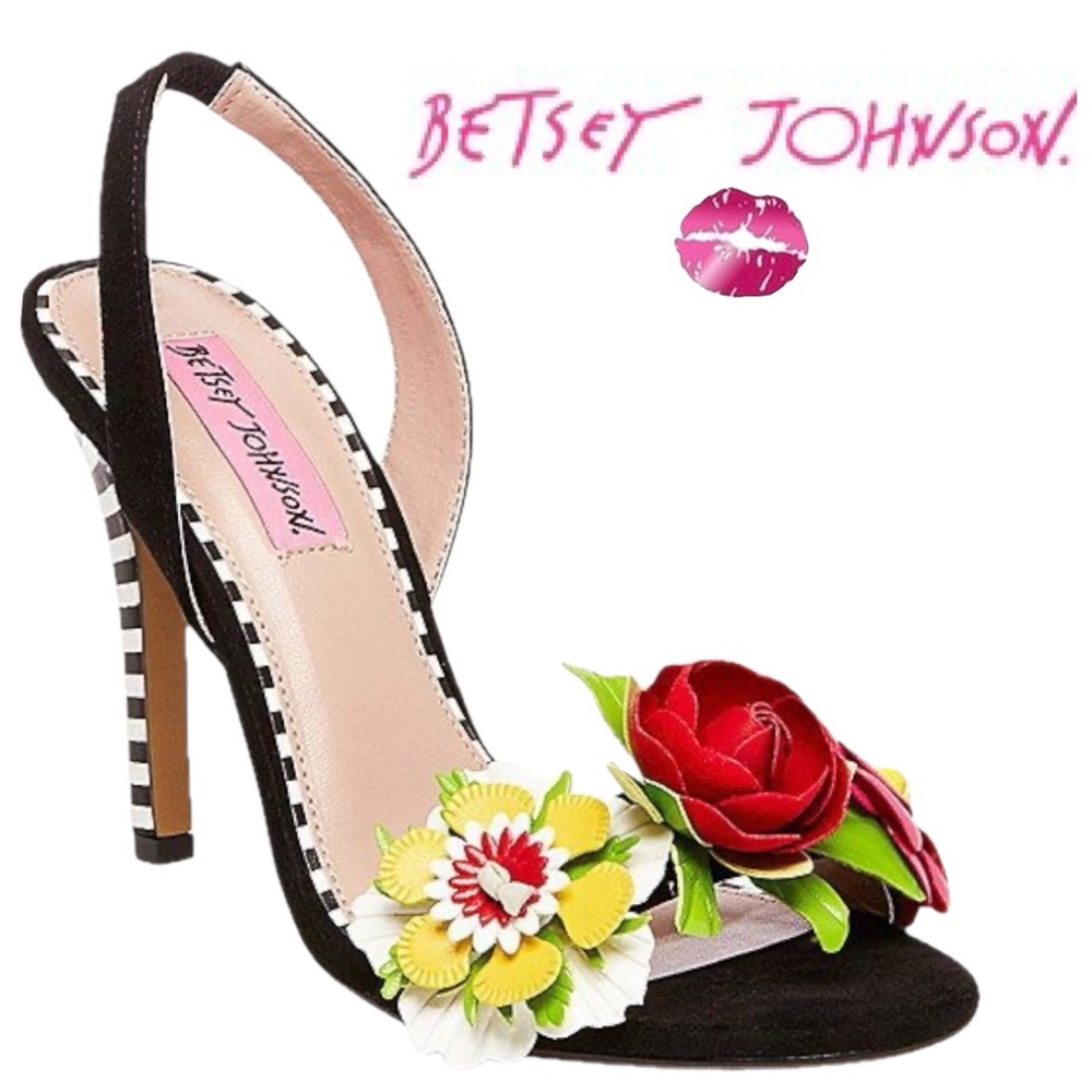 Betsey Johnson Brena Floral 3” Heels Pinup Rockabilly Retro style Women’s Size 7